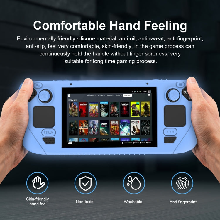 For Steam Deck Game Controller Soft Silicone Protective Cover Case With 4pcs Key Cap, SD001 (Luminous Green), SD001 (Black), SD001 (Red), SD001 (Luminous Blue)