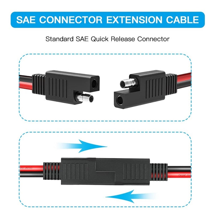 2pcs 20A Solar Car Battery SAE Power Extension Cable, 15cm, 30cm, 100cm