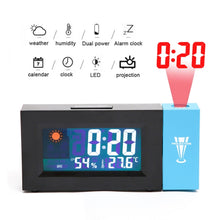 Load image into Gallery viewer, 8290 Electronic Colour Screen Weather Clock Weather Forecast Projection Clock Rotatable Digital Clock, Without USB Cable, With USB Cable