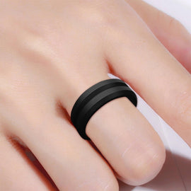 SiR053 V Shaped Grooved Edge Silicone Ring Outdoor Sports Couple Ring, No.7, No.8, No.9, No.10, No.11, No.12