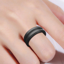 SiR053 V Shaped Grooved Edge Silicone Ring Outdoor Sports Couple Ring, No.7, No.8, No.9, No.10, No.11, No.12