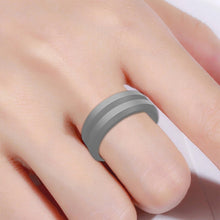 Load image into Gallery viewer, SiR053 V Shaped Grooved Edge Silicone Ring Outdoor Sports Couple Ring, No.13, No.14