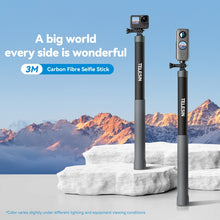 Load image into Gallery viewer, TELESIN 3M Carbon Fiber Selfie Stick Monopod  With 1/4 Screw For Action Camera, 3m