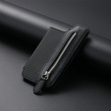 Load image into Gallery viewer, Phone ID Card Holder PU Leather Flap Zipper Wallet Card Holder Bag Adhesive Case