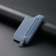 Load image into Gallery viewer, Phone ID Card Holder PU Leather Flap Zipper Wallet Card Holder Bag Adhesive Case
