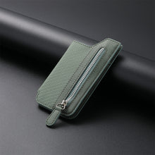 Load image into Gallery viewer, Phone ID Card Holder PU Leather Flap Zipper Wallet Card Holder Bag Adhesive Case