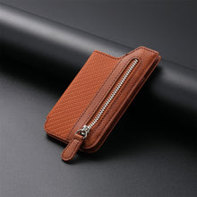 Load image into Gallery viewer, Phone ID Card Holder PU Leather Flap Zipper Wallet Card Holder Bag Adhesive Case