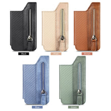 Load image into Gallery viewer, Phone ID Card Holder PU Leather Flap Zipper Wallet Card Holder Bag Adhesive Case