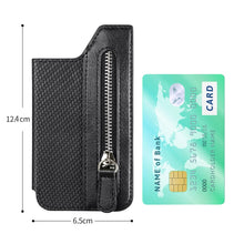 Load image into Gallery viewer, Phone ID Card Holder PU Leather Flap Zipper Wallet Card Holder Bag Adhesive Case