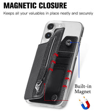 Load image into Gallery viewer, Phone ID Card Holder PU Leather Flap Zipper Wallet Card Holder Bag Adhesive Case
