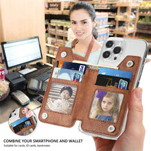 Load image into Gallery viewer, Phone ID Card Holder PU Leather Flap Zipper Wallet Card Holder Bag Adhesive Case