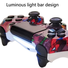 Load image into Gallery viewer, For PS4 Wireless Bluetooth Game Controller With Light Strip Dual Vibration Game Handle, White, Black, Red, Blue, Green, Rose Red, Letter, Line, Fire Ghost, Cartoon, Hulk, Skeleton, Gear, Lightning, Flame, Cloud, Burst, Wood Grain, Star Red             ...