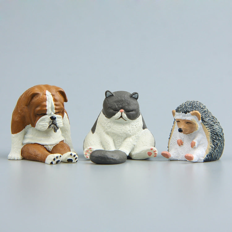 Warm Series Sitting Sleepy Zoo Figure Fridge Magnets, Fat Cat, Brown Bear, Pug dog
