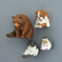 Load image into Gallery viewer, Warm Series Sitting Sleepy Zoo Figure Fridge Magnets, Fat Cat, Brown Bear, Pug dog