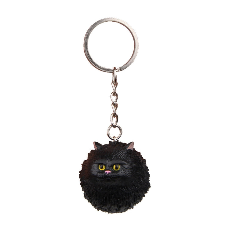 Round Little Tiger Cat Keychain Cartoon Key Ring Ornament, Coffee White, Yellow White, Gray, White, 3 Color, Black