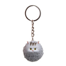 Load image into Gallery viewer, Round Little Tiger Cat Keychain Cartoon Key Ring Ornament, 3 Color, Black, Coffee White, Yellow White, Gray, White