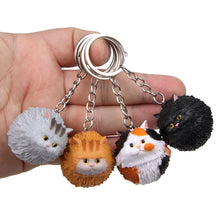 Load image into Gallery viewer, Round Little Tiger Cat Keychain Cartoon Key Ring Ornament, Coffee White, Yellow White, Gray, White, 3 Color, Black