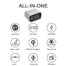 Load image into Gallery viewer, BT510 15W LED Clock Wireless Charging Bluetooth Speaker Multifunctional Smart Mirror Alarm Clock Audio