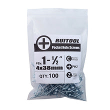 Load image into Gallery viewer, RUITOOL ST4 100pcs Woodworking Slant Hole Screws Half Tooth Self Tapping Phillips Bolt, 25mm, 32mm, 38mm, 50mm, 63mm
