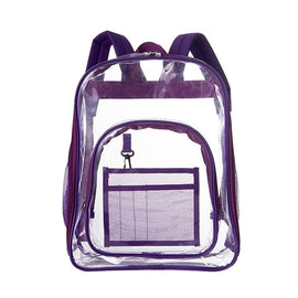 PVC Transparent Waterproof Backpack Student School Bag, Large Purple, Large Light Grey, Large Black, Small Pink, Small Black, Small Gray, Candy Color Black