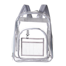 PVC Transparent Waterproof Backpack Student School Bag, Large Purple, Large Light Grey, Large Black, Small Pink, Small Black, Small Gray, Candy Color Black