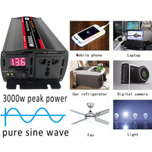 Load image into Gallery viewer, High Power Car Sine Wave Inverter Power Converter, 3000W (Actual 500W) 12V to 220V, 3000W (Actual 500W) 24V to 220V, 3000W (Actual 500W) 48V to 220V, 3000W (Actual 500W) 60V to 220V, 4000W (Actual 800W) 12V to 220V, 4000W (Actual 800W) 24V to 220V     ...