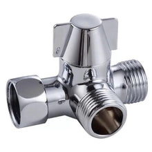 Load image into Gallery viewer, Double Handle Brass 3 Way Shower Arm Diverter Valve Hand Held Showerhead Shower Splitter, Brass