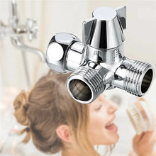 Load image into Gallery viewer, Double Handle Brass 3 Way Shower Arm Diverter Valve Hand Held Showerhead Shower Splitter, Brass