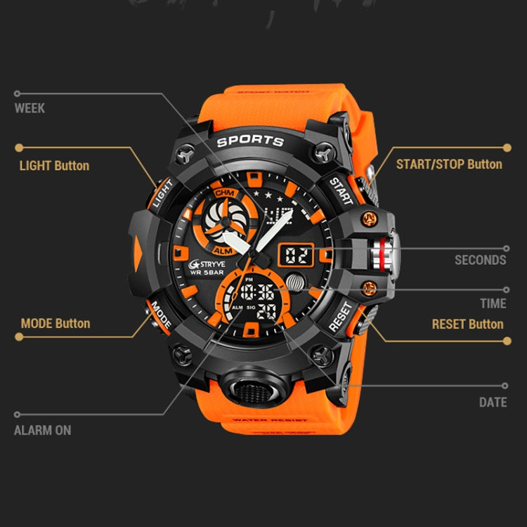 STRYVE S8027 Sports Multifunctional Luminous Dual Display Chronograph Student Watch
