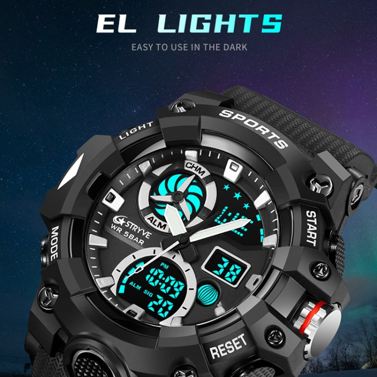 STRYVE S8027 Sports Multifunctional Luminous Dual Display Chronograph Student Watch