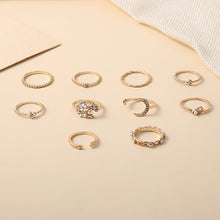 Load image into Gallery viewer, 10pcs/set Moon Star Leaves Heart Rhinestone Knuckle Ring, 10pcs/set 5900