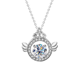 XMA017 Moissanite Diamond Necklace 925 Sterling Silver Crown Pendant Clasp Chain, XMA017