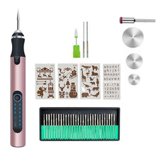 Load image into Gallery viewer, SNJ-3681 Mini Engraving Pen Wireless Polishing Electric Grinder, Silver+Polishing Head+Cutting Blade+Engraving Template+Drill Bit+Corn Head, Rose Gold+Polishing Head+Cutting Blade+Engraving Template+Drill Bit+Corn Head