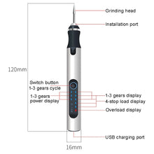Load image into Gallery viewer, SNJ-3681 Mini Engraving Pen Wireless Polishing Electric Grinder, Silver+Polishing Head+Cutting Blade+Engraving Template+Drill Bit+Corn Head, Rose Gold+Polishing Head+Cutting Blade+Engraving Template+Drill Bit+Corn Head