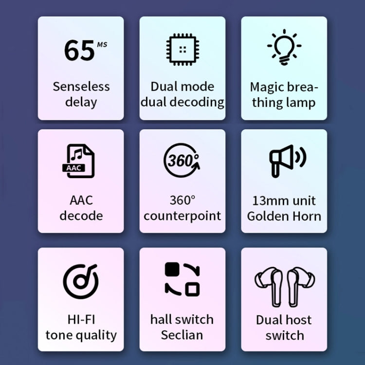 N35 TWS Colorful Light In-Ear Low Latency Wireless Bluetooth Game Earphones