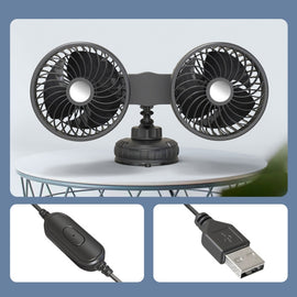 F6026 Large Suction Cup Vehicle-Mounted Double-Head Fan, F6026 USB, F6026 Cigarette Lighter with USB