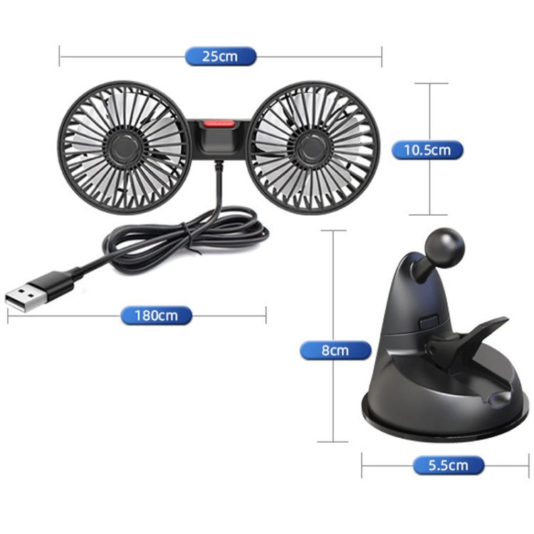 F4206 Suction Cup Double Head Car USB Fan, F4206