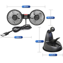 Load image into Gallery viewer, F4206 Suction Cup Double Head Car USB Fan, F4206