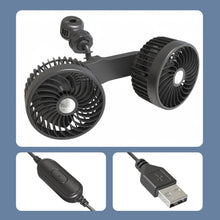 Load image into Gallery viewer, F6207 Car Rear Seat Zip Lock USB Double Head Fan, USB, Cigarette Lighter with USB