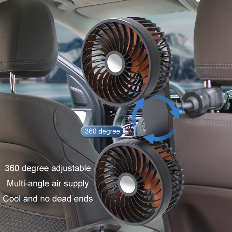 F6207 Car Rear Seat Zip Lock USB Double Head Fan, USB, Cigarette Lighter with USB