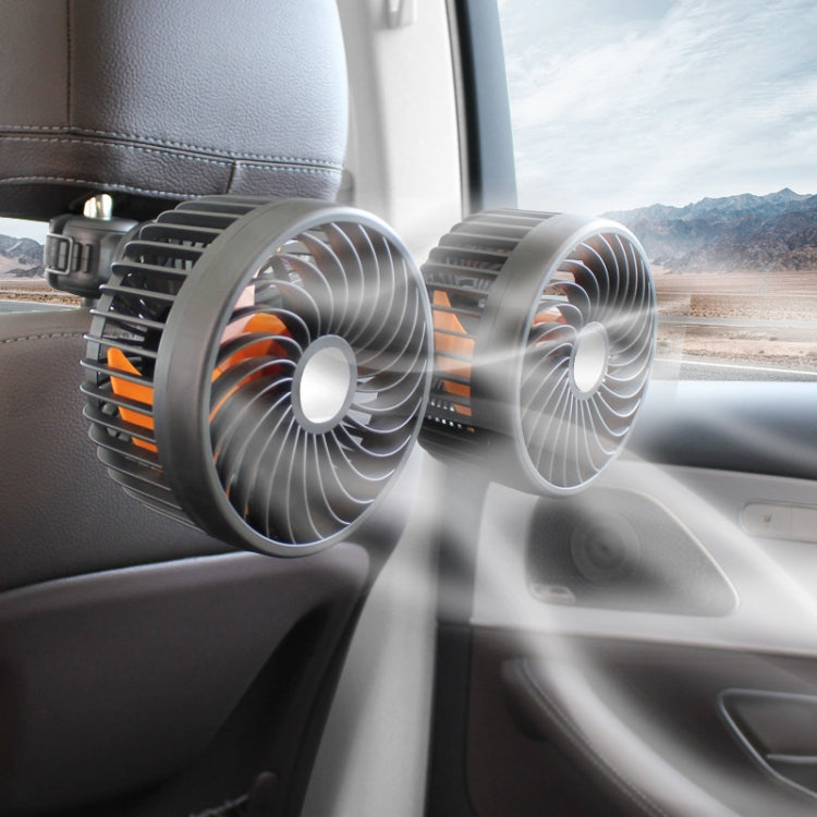 F6207 Car Rear Seat Zip Lock USB Double Head Fan, USB, Cigarette Lighter with USB