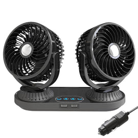 12V/24V Vehicle Electric Oscillating Head Rotatable Double Head Fan, F623U, F623