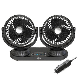 12V/24V Vehicle Electric Oscillating Head Rotatable Double Head Fan, F623U, F623
