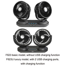 Load image into Gallery viewer, 12V/24V Vehicle Electric Oscillating Head Rotatable Double Head Fan, F623U, F623