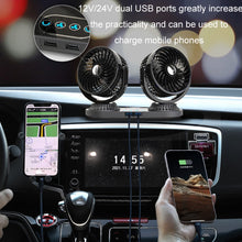 Load image into Gallery viewer, 12V/24V Vehicle Electric Oscillating Head Rotatable Double Head Fan, F623U, F623