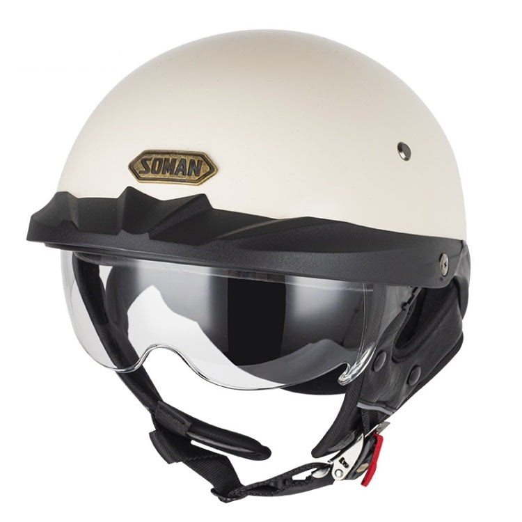 SOMAN Motorcycle Half Helmet Adjustable Helmet With Inner Mirror, S, M, L, XL, XXL