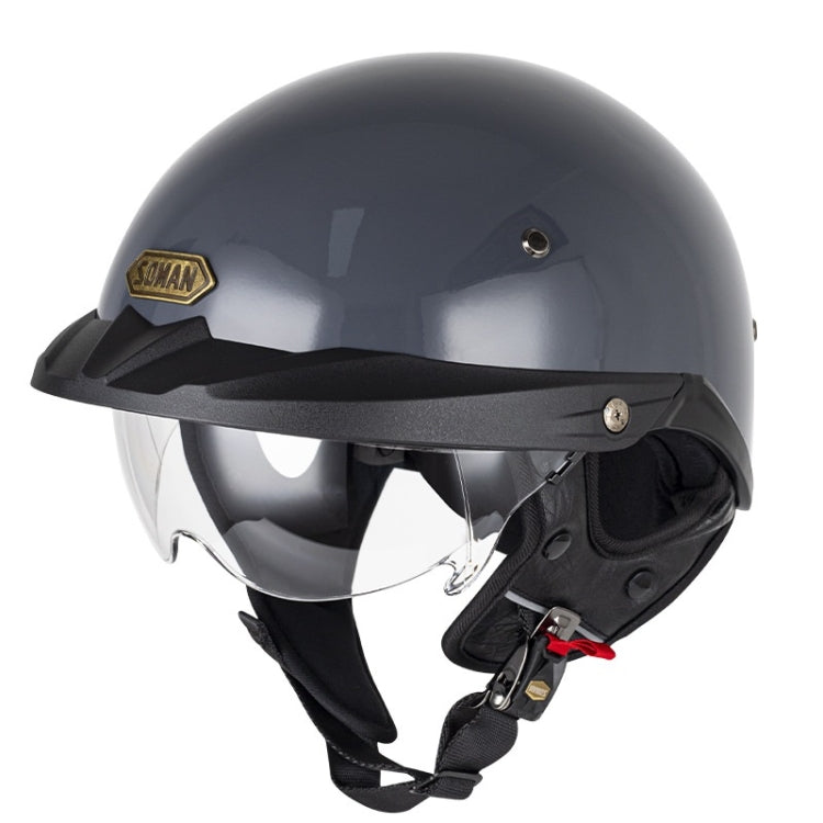 SOMAN Motorcycle Half Helmet Adjustable Helmet With Inner Mirror, S, M, L, XL, XXL