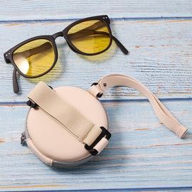 Folding Sunglasses Round Storage Bag Air Cushion Shape Glasses Case