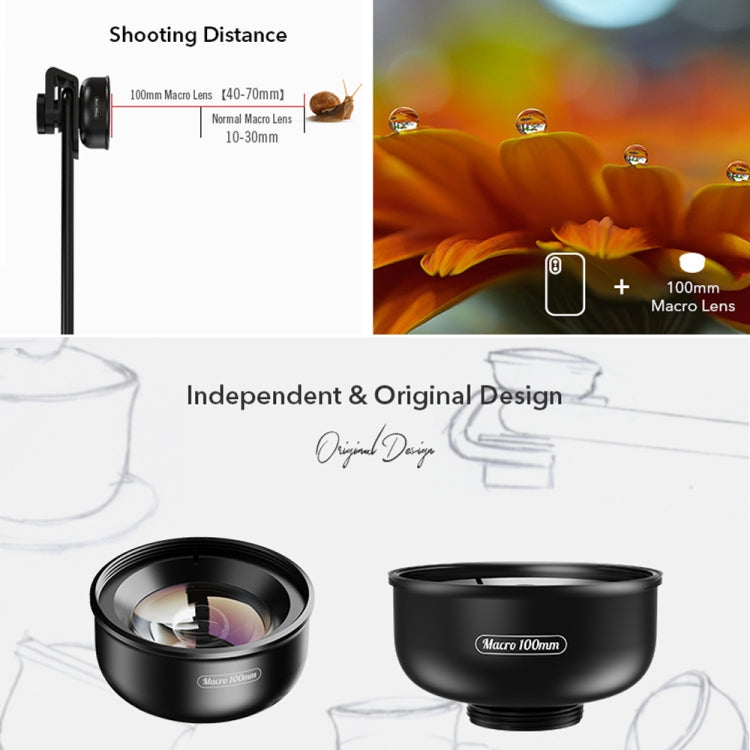 APEXEL APL-HB100MM HD Insect Jewelry 100 Micro External Mobile Phone Lens