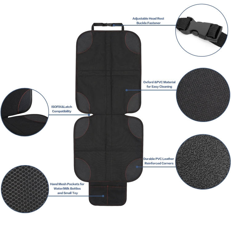 2pcs Child Car Seat Protector Non-Slip Base Material + Waterproof 600D Fabric, Red Line, Black Line